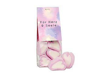 Essen und Trinken - Naschbeutel Marshmallow Herzen Goy Werbemittel-Agentur - Essen und Trinken - Naschbeutel Marshmallow Herzen