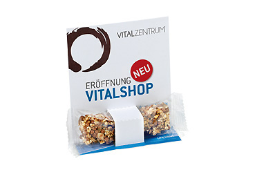 Goy Werbemittel-Agentur - Essen und Trinken - Vollkorn-Müsliriegel mit Displaykarte