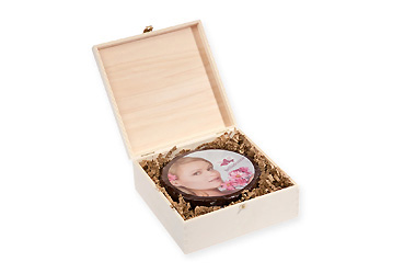 Goy Werbemittel-Agentur - Essen und Trinken - Runde Design-Torte in Holzbox