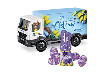 Goy Werbemittel-Agentur - Ostern - 3D LKW mit Milka Alpenmilch Eiern