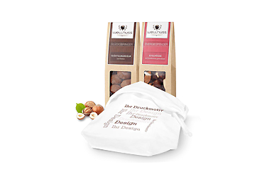 Praesente - Faltschachteln im Baumwollsäckchen Goy Werbemittel-Agentur - Praesente - Faltschachteln im Baumwollsäckchen