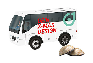 Weihnachtsartikel - 3D Präsent Bus Lebkuchen Mini Goy Werbemittel-Agentur - Weihnachtsartikel - 3D Präsent Bus Lebkuchen Mini