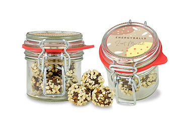 Weihnachtsartikel - Energyballs im Bügelglas Goy Werbemittel-Agentur - Weihnachtsartikel - Energyballs im Bügelglas