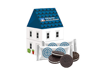 Weihnachtsartikel - 3D Präsent Haus mit Oreo-Keksen Goy Werbemittel-Agentur - Weihnachtsartikel - 3D Präsent Haus mit Oreo-Keksen